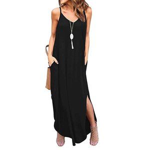 AMAZON MAXI DRESS WITH POCKETS BLACK SZ S